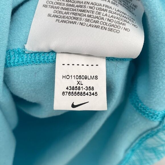 Nike Pro Combat Dri Fit Womens Fitted Long Sleeve Blue Fleece Lined Workout Top - Picture 7 of 9